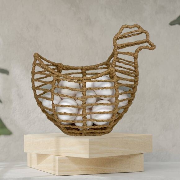 Woven Hen Basket New Without Tags - Picture 1 of 8